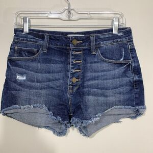 JBD Just Black Denim High Rise Distressed Button Fly Jean Shorts Size M